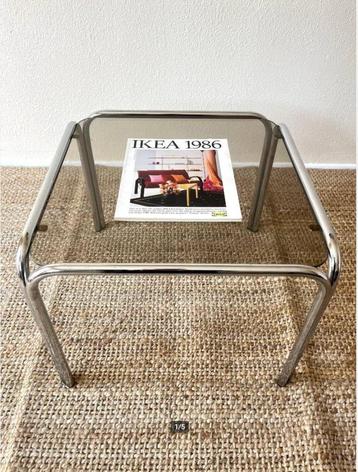 Space Age Bijzettafel - Rookglas - Jaren 70 - Bauhaus -Retro beschikbaar voor biedingen