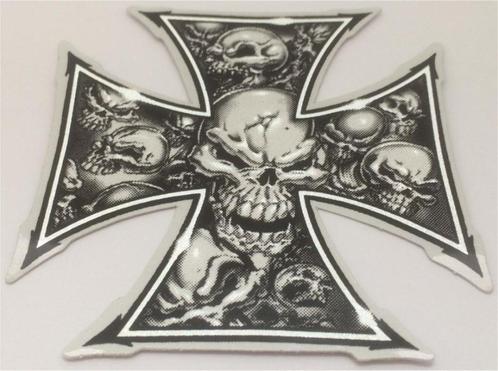Iron Cross Skull metallic sticker #7, Verzamelen, Stickers, Nieuw, Verzenden