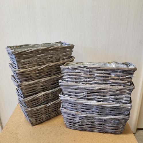 Rieten mandjes 9 stuks, Tuin en Terras, Bloempotten, Balkon, Tuin, Minder dan 40 cm, Minder dan 25 cm, Rechthoekig, Ophalen of Verzenden