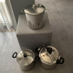 3 kookpotten 50 euro, Huis en Inrichting, Keuken | Potten en Pannen, Inox, Zo goed als nieuw, Keramische plaat, Ophalen