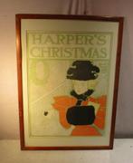 Belle affiche publicitaire ancienne « Harper's Christmas » -, Comme neuf, Enlèvement ou Envoi, Panneau publicitaire