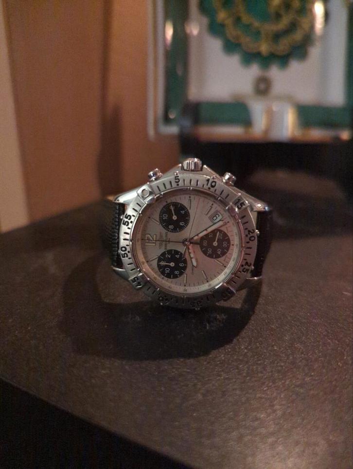 Breitling Colt chronograph A53035, Handtassen en Accessoires, Horloges | Heren, Gebruikt, Polshorloge, Breitling, Staal, Leer