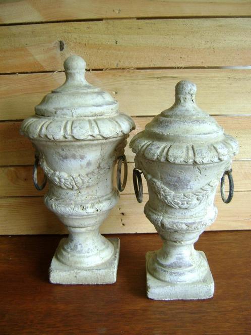 set van 2 landelijke ornamenten in gegoten steen, Antiek en Kunst, Curiosa en Brocante, Ophalen of Verzenden