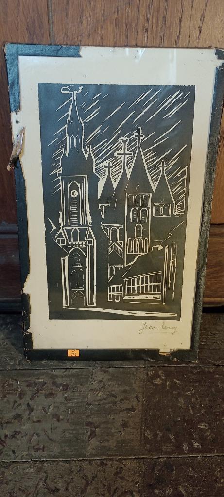 Gravure Doornik, Jean Leroy, 19x30, n173, Antiek en Kunst, Kunst | Etsen en Gravures, Ophalen