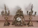 Horloge et chandeliers en bronze, Antiek en Kunst, Antiek | Klokken