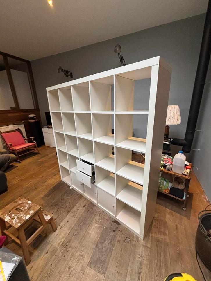 Kallax kast ikea 182&182 - 3 deuren en 2 schuiven, Maison & Meubles, Armoires | Bibliothèques, Comme neuf, Enlèvement
