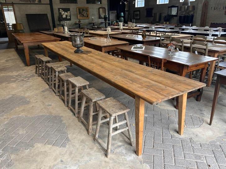 Boerentafel van 4,5 meter lang / 18 personen, Huis en Inrichting, Tafels | Eettafels, Zo goed als nieuw, 50 tot 100 cm, 200 cm of meer