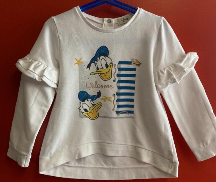 Disney - sweater wit met Donald Duck -maat 110/5 jaar, Kinderen en Baby's, Kinderkleding | Maat 110, Zo goed als nieuw, Meisje