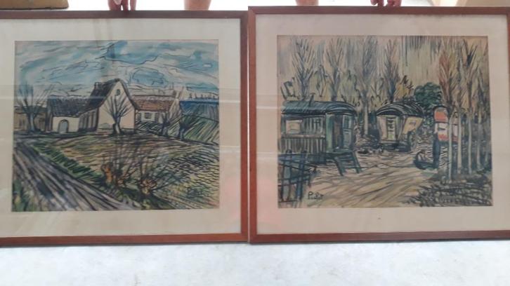 Aquarel Pirlet, Maison & Meubles, Accessoires pour la Maison | Peintures, Dessins & Photos, Comme neuf, Autres types, 50 à 75 cm