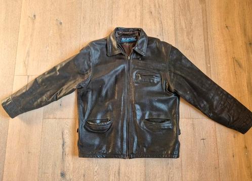 Vintage Lederen Jack Brando (M)., Kleding | Heren, Jassen | Winter, Gedragen, Maat 48/50 (M), Bruin, Ophalen of Verzenden