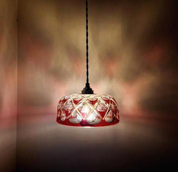 Lampe suspendue vintage en cristal Val Saint Lambert., Enlèvement ou Envoi