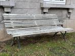 Banc de jardin, lattes en bois et pieds en fonte, Enlèvement, Utilisé, Bois