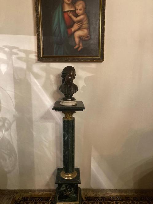 Mooi oud borstbeeld op marmeren sokkel zgst, Antiek en Kunst, Kunst | Beelden en Houtsnijwerken, Ophalen of Verzenden