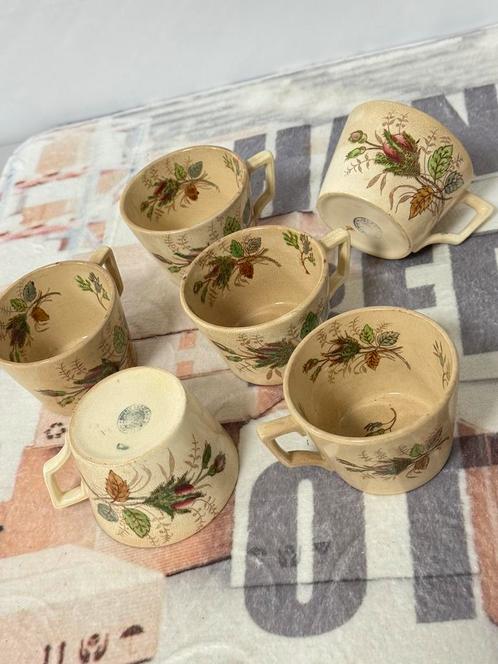 6x antieke antieke koffie kop kopjes Mouzin Lecat & Cie Nime, Antiek en Kunst, Antiek | Servies los, Ophalen of Verzenden