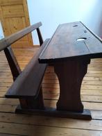 Ancien banc école chêne début XX France, Antiquités & Art, Enlèvement