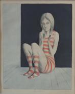 ROLAND DEVOLDER / STREEPJESPAK / ETS + AQUAREL / 81x63cm KAD, Antiek en Kunst, Ophalen