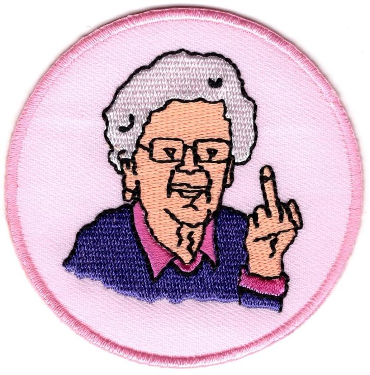 Oma Middelvinger stoffen opstrijk patch embleem #3, Verzamelen, Kleding en Patronen, Nieuw, Overige typen, Verzenden