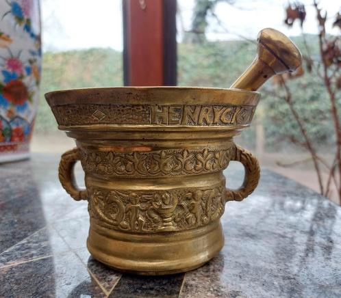 Antieke 2,23 KG Koperen Bronzen Vijzel en Stamper Te Koop, Antiek en Kunst, Antiek | Brons en Koper, Ophalen