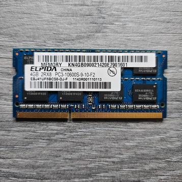 Elpida 4GB 2Rx8 PC3-10600S-9-10-F2 Sodimm geheugen