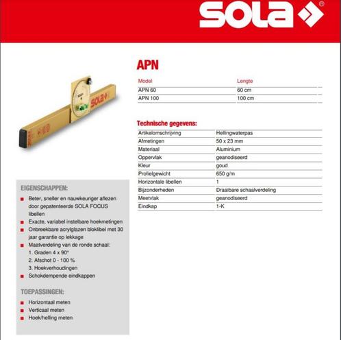 Sola waterpas, Bricolage & Construction, Instruments de mesure, Neuf, Autres appareils de mesure ou compteurs, Enlèvement ou Envoi