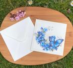 Handgemaakte 3D-wenskaart – blauwe vlinders en bloemen, Ophalen of Verzenden, Nieuw