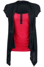 T-Shirt en trompe-l'oeil 2 en 1 Vest Look noir/rouge - M - n, Vêtements | Femmes, Manches courtes, Taille 38/40 (M), Rouge, Enlèvement ou Envoi
