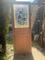 oude grenen deur art nouveau glasraam, Ophalen