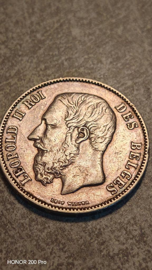 5 Francs 1869, Mooie zilver munt,, Postzegels en Munten, Munten | België, Losse munt, Zilver, Zilver, Ophalen of Verzenden