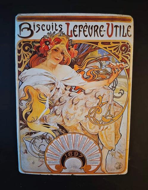 Carton métallique Biscuits Lefèvre-Utile - 210x150mm, Collections, Marques & Objets publicitaires, Utilisé, Panneau publicitaire