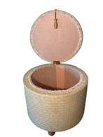 Vintage beige poef met opbergruimte, Huis en Inrichting, Zetels | Voetbanken en poefs, Ophalen of Verzenden
