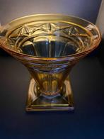 Zware amberkleurige ART DECO vaas uit de vintage jaren '20, Huis en Inrichting, Woonaccessoires | Vazen, Minder dan 50 cm, Glas
