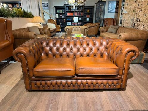 originele Springvale chesterfield 2,5 Zits zetel bruin leer, Antiek en Kunst, Antiek | Meubels | Stoelen en Sofa's, Ophalen of Verzenden