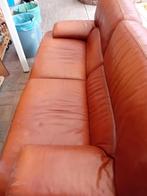 Salon 3 plus 2 fois 1 place en vrai cuir brun moyen, Enlèvement, Cuir