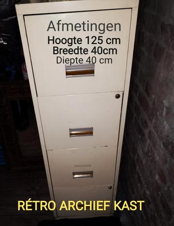 RÉTRO IJZEREN ARCHIEF KAST, Huis en Inrichting, Kasten | Roldeurkasten en Archiefkasten, Minder dan 50 cm, Gebruikt, 100 tot 150 cm
