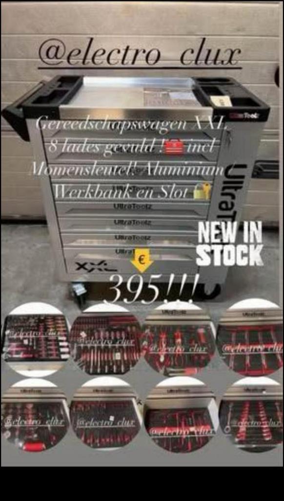 Gereedschapswagen XXL 8ladens Gevuld  Incl Momentsleutel, Doe-het-zelf en Bouw, Gereedschapskisten, Gevuld, Ophalen