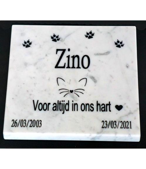 Gedenksteen van marmer voor kat of hond, Dieren en Toebehoren, Katten-accessoires, Nieuw, Ophalen of Verzenden