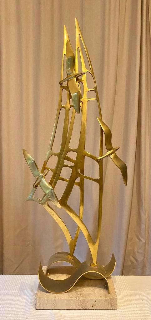 Grande sculpture moderne en bronze doré, Antiek en Kunst, Kunst | Designobjecten, Ophalen