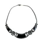 Vintage Choker Zwarte Onyx Zilver Zeldzame vondst, Met edelsteen, Ophalen of Verzenden, Zo goed als nieuw, Zilver