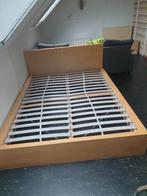 Bedframe met lattenbodem, Huis en Inrichting, Slaapkamer | Bedden, Ophalen, Gebruikt, Bruin, Tweepersoons