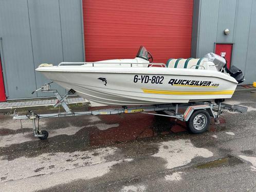 Quicksilver 425 Consoleboot met 50PK, Watersport en Boten, Vis- en Consoleboten, Gebruikt, Benzine