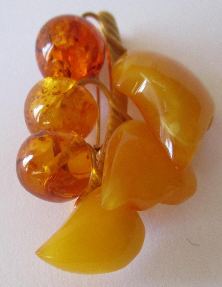 BA01- BROCHE Butterscotch-AMBER-ALS NIEUW 5cm. x 3½cm-Vintag, Handtassen en Accessoires, Antieke sieraden, Broche, Goud, Verguld