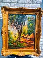 Afrikaanse dorpstafereel., Antiek en Kunst, Ophalen of Verzenden