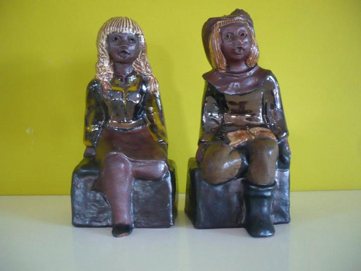 2 mooie vintage beelden Perignem Liesbeth Vandeweghe, Antiek en Kunst, Antiek | Keramiek en Aardewerk, Ophalen of Verzenden