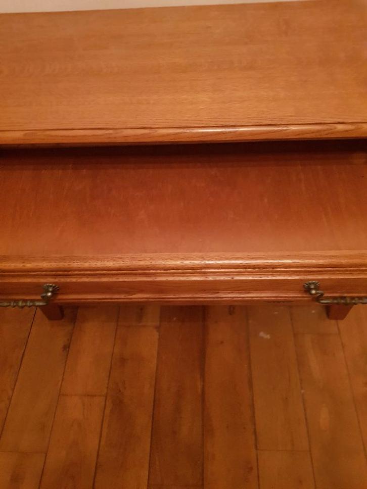 Eiken houten bed, lattenbodem, nachtkastjes en commode, Maison & Meubles, Chambre à coucher | Tables de chevet, Comme neuf, Bois