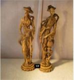 2 Mooie Oude oosterse Beelden - Man en Vrouw - 46cm, Ophalen of Verzenden, Zo goed als nieuw, Mens