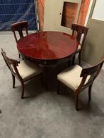 4 STOELEN EN RONDE TAFEL, Huis en Inrichting, Tafels | Eettafels, Ophalen, Zo goed als nieuw