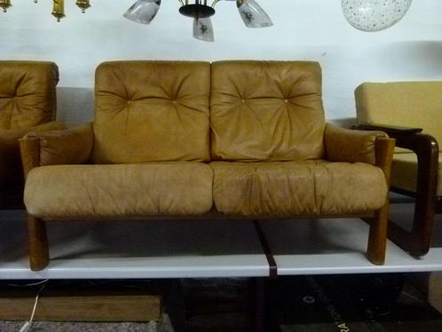 vintage Bonanza leder 2-zit sofa  70er jaren, Collections, Rétro, Enlèvement ou Envoi