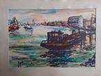 Jean Guy Beernaert  1928 - 1998  Aquarel  Haven Antwerpen, Envoi