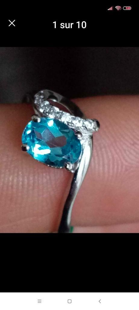 Mooie massief zilveren ring met natuurlijke blauwe topaas, Handtassen en Accessoires, Ringen, Nieuw, Dame, Kleiner dan 17, Blauw