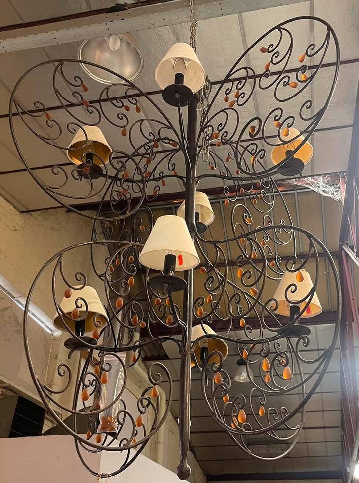 Lustre fer forgé, Maison & Meubles, Lampes | Lustres, Utilisé, Verre, Métal, Autres matériaux, Enlèvement